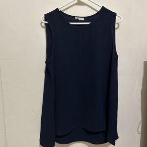 Jodifl Womens Large Navy Blue Sleeveless Flowy‎ Tank Tunic Blouse NWOT